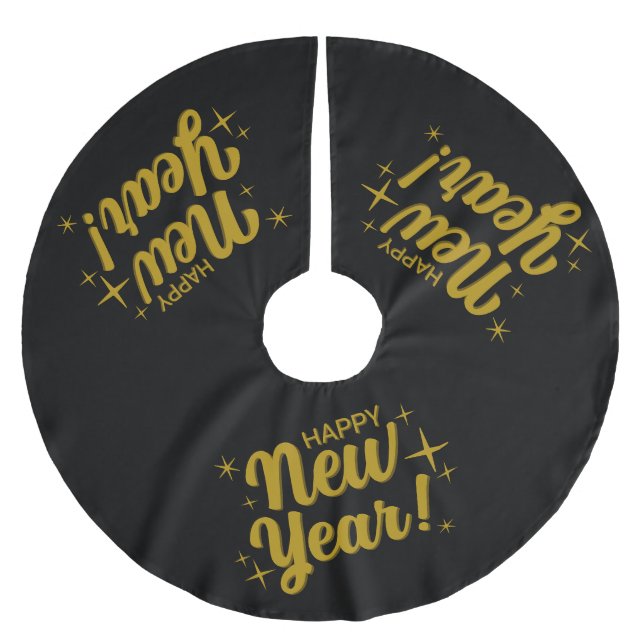 Saia Para Árvore De Natal De Poliéster Festive Happy New Year (Frente)