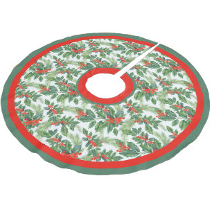 Saia Para Árvore De Natal De Poliéster Festivo Holly Greens, Pine Boughes e Red Berries
