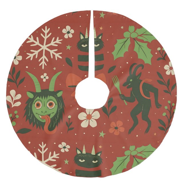 Saia Para Árvore De Natal De Poliéster Festivo Krampus Pattern (Frente)