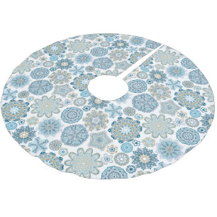 Saia Para Árvore De Natal De Poliéster Festivo Quic Floral Mandala Flakes Neve Padrão