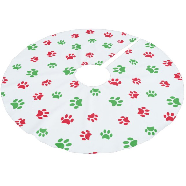 Saia Para Árvore De Natal De Poliéster Festivo Vermelho Verde Imprime Natal (Inclinado)