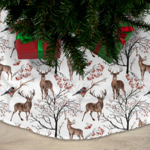 Saia Para Árvore De Natal De Poliéster FesWinter Deer Woodland Patterno Natal