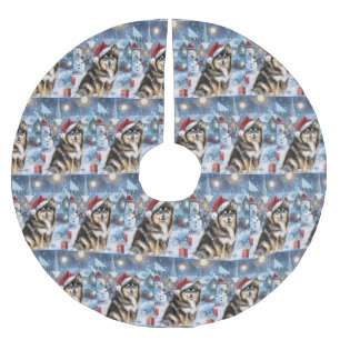 Saia Para Árvore De Natal De Poliéster Finnish Lapphund Paraíso Invernal Alegria de Natal