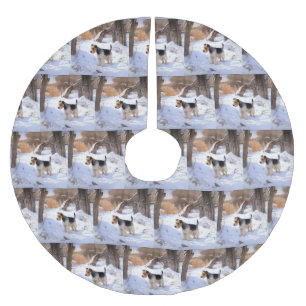 Saia Para Árvore De Natal De Poliéster Fio Fox Terrier Deixe-o nevar no Natal