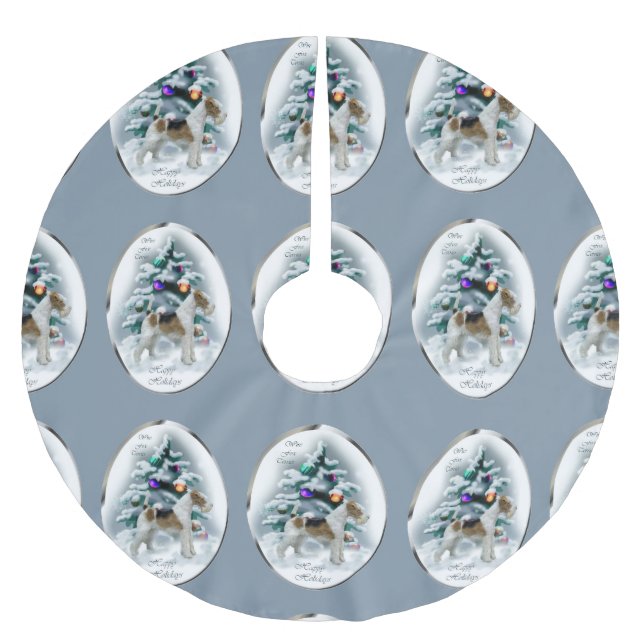 Saia Para Árvore De Natal De Poliéster Fio Fox Terrier Natal (Frente)