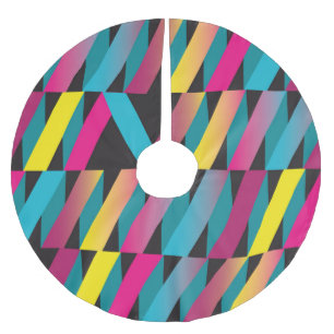 Saia Para Árvore De Natal De Poliéster Fita abstrato: Vintagem Geométrica Colorida.