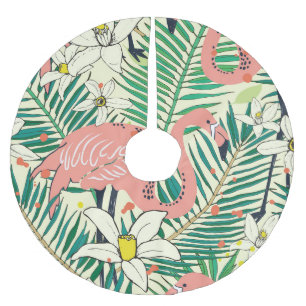 Saia Para Árvore De Natal De Poliéster Flamingo Palm Folga: Vintagem Tropical