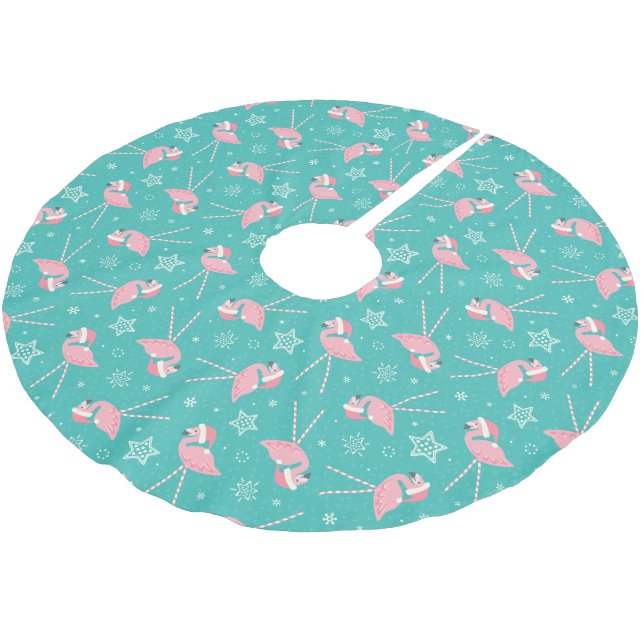 Saia Para Árvore De Natal De Poliéster Flamingos cor-de-rosa retrorreflectores ©studioxti (Inclinado)