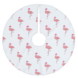 Saia Para Árvore De Natal De Poliéster Flamingos Natal Papai Noel Padrão