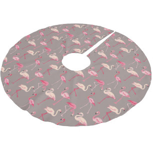 Saia Para Árvore De Natal De Poliéster Flamingos Retro  Monograma 2
