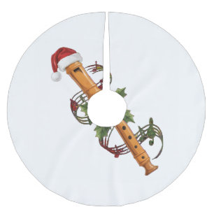 Saia Para Árvore De Natal De Poliéster Flauta Gravador Instrumento Chapéu de Papai Noel N