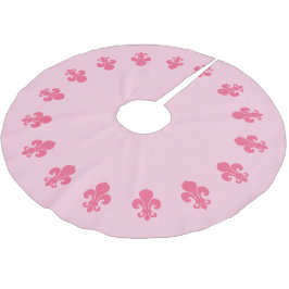 Saia Para Árvore De Natal De Poliéster Fleur De Lis Pink Bruto Poliester Tree Skirt