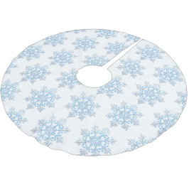 Saia Para Árvore De Natal De Poliéster Floco de neve de Natal Azul Branco
