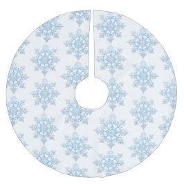 Saia Para Árvore De Natal De Poliéster Floco de neve de Natal Azul Branco