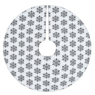 Saia Para Árvore De Natal De Poliéster Floco de Neve Minimalista Preto e Branco