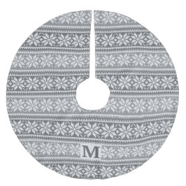 Saia Para Árvore De Natal De Poliéster Floco de neve Natal Monograma Cinza Knit Sweater