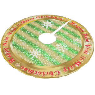 Saia Para Árvore De Natal De Poliéster Floco de neve popular verde-brilhante Dourado