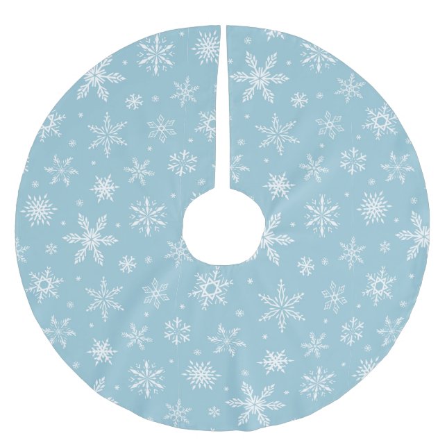 Saia Para Árvore De Natal De Poliéster Flocos de neve (Frente)