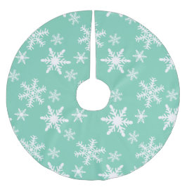 Saia Para Árvore De Natal De Poliéster Flocos de Neve Brancos