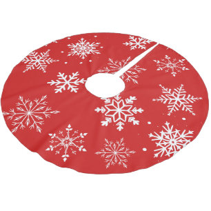 Saia Para Árvore De Natal De Poliéster Flocos de Neve Brancos Modernos 
