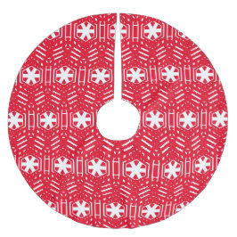 Saia Para Árvore De Natal De Poliéster Flocos de neve brancos vermelhos e vítreos flocos 