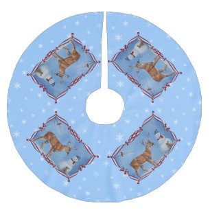 Saia Para Árvore De Natal De Poliéster Flocos de Neve de Natal Deer & Snowman