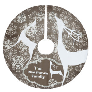 Saia Para Árvore De Natal De Poliéster Flocos de neve e saia branca da árvore do feriado