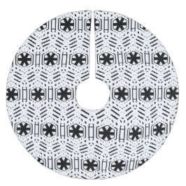 Saia Para Árvore De Natal De Poliéster Flocos de neve preto e branco Natal Escandinavo