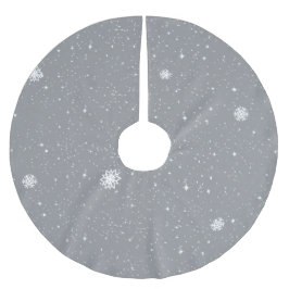 Saia Para Árvore De Natal De Poliéster Flocos de Neve Simples no CINZA