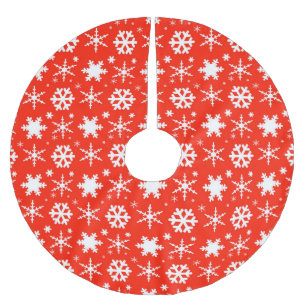 Saia Para Árvore De Natal De Poliéster Flocos de neve vermelhos