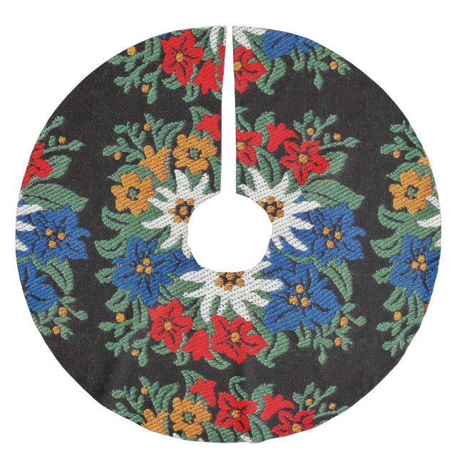 Saia Para Árvore De Natal De Poliéster Flor alpina suíça de Edelweiss (Frente)