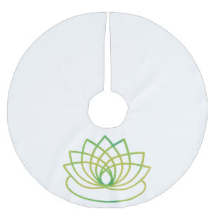Saia Para Árvore De Natal De Poliéster Flor de Lotus Verde e Amarela