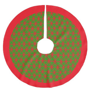 Saia Para Árvore De Natal De Poliéster Flor de Vida Verde e Vermelha