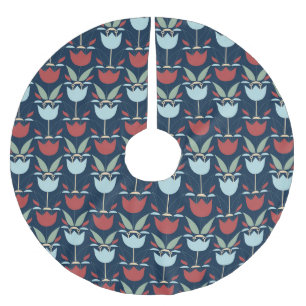 Saia Para Árvore De Natal De Poliéster Flor Geométrica: Ornamento Vintage Multicolorida