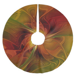 Saia Para Árvore De Natal De Poliéster Flor verde-laranja-abstrato Vermelho Castanho-Cast