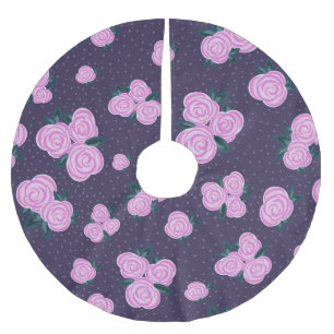 Saia Para Árvore De Natal De Poliéster Florais vintage roxo escuro