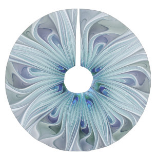 Saia Para Árvore De Natal De Poliéster Floral Beauty Abstrato Modern Blue Pastel Flower
