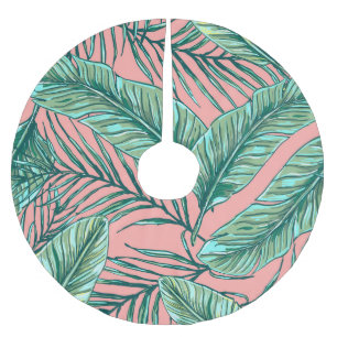 Saia Para Árvore De Natal De Poliéster Floral da Selva Tropical: Padrão de Folhas de Palm