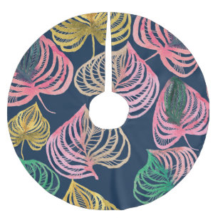 Saia Para Árvore De Natal De Poliéster Floral de Alta Cores de Água: Textura Detalhada