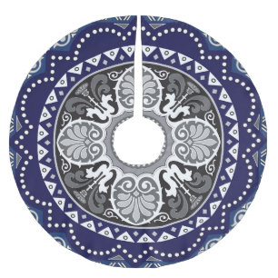 Saia Para Árvore De Natal De Poliéster Floral Detalhado - Design de Paisley Paisley