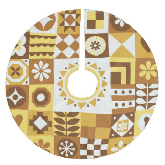 Saia Para Árvore De Natal De Poliéster Floral escandinavo: Abstrato Vintage Card.