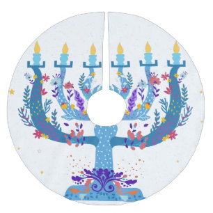 Saia Para Árvore De Natal De Poliéster floral menorah hanukkah