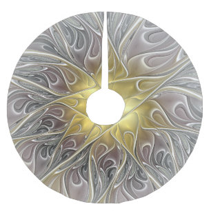 Saia Para Árvore De Natal De Poliéster Floral, Ouro Moderna Flor de Arte Fractal