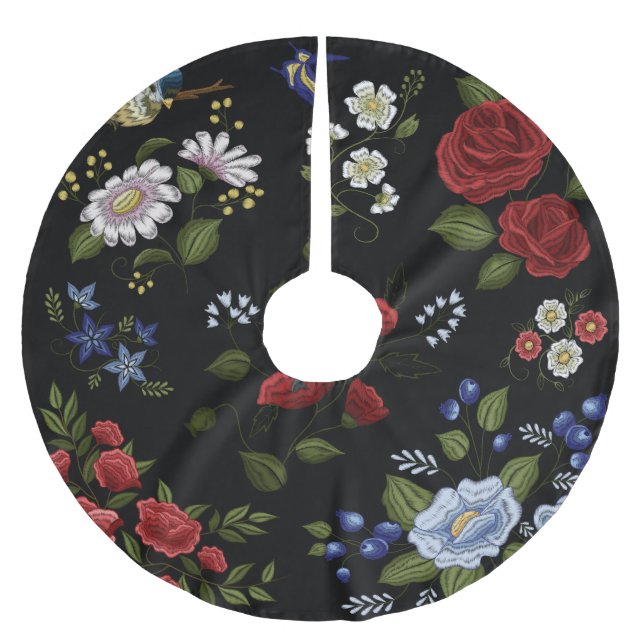 Saia Para Árvore De Natal De Poliéster Flores (Frente)