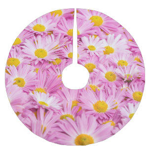 Saia Para Árvore De Natal De Poliéster Flores Amarelas Cor-de-rosa Fundo sem costura