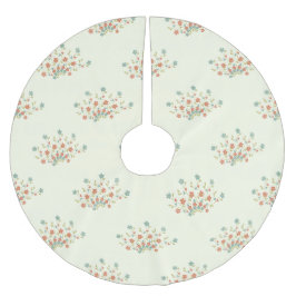 Saia Para Árvore De Natal De Poliéster Flores Azuis, Flores Vermelhas, Padrão De Flores