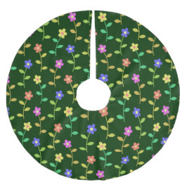 Saia Para Árvore De Natal De Poliéster Flores Coloridas, Padrão Floral, Verde, Boho