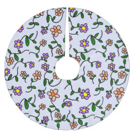 Saia Para Árvore De Natal De Poliéster Flores Coloridas, Padrão Floral, Verde, Boho