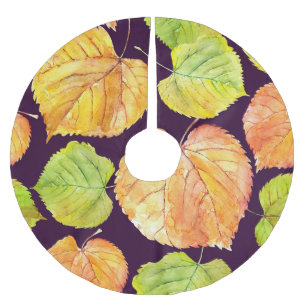 Saia Para Árvore De Natal De Poliéster Flores de aquarela de outono, padrão sem costura.