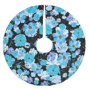 Saia Para Árvore De Natal De Poliéster Flores De Aquarela: Uma Tapeçaria Delicada